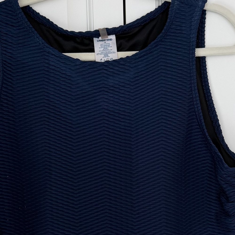 Lands' End Navy Textured Tank Top